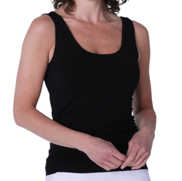 Orange Fashion Village Bamboo Thick Strap Layering Tank Black Women's One Size - Picture 1 of 8